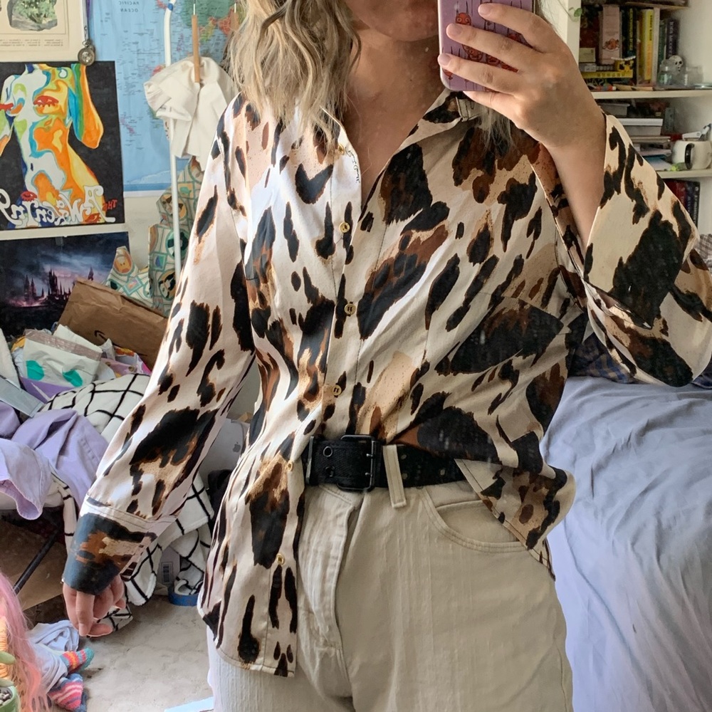 Silky Roberto cavalli abstract leopard blouse